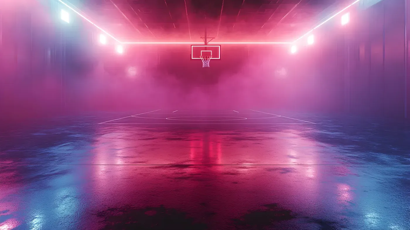 Basketarena i dramatisk belysning